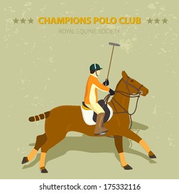 Horse polo player made in vector