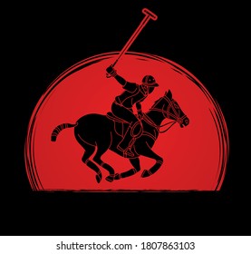 Horse Polo players sport cartoon graphic vector