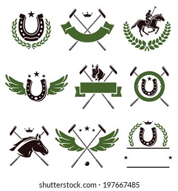 Horse and polo set. Vector