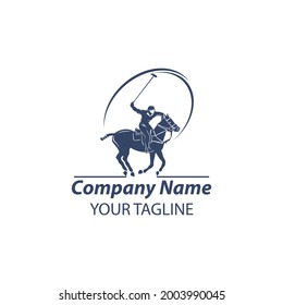 Horse Polo And Sign Player. Vector Illustration. Branding Identity Company Logo Design Template. EPS 10