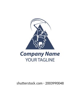 Horse polo and sign player. Vector Illustration. Branding Identity Company logo design template. EPS 10