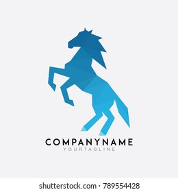 Horse polygon colorful logo vector