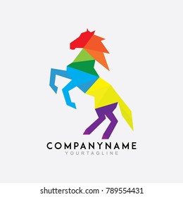 Horse polygon colorful logo vector