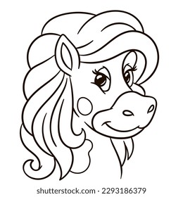 Horse pony cartoon character. Cute baby animal print for kids
