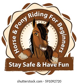 Horse and Pony riding for beginners. Stay safe and have fun - Equestrian sport advertising for riding centers