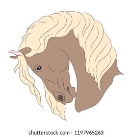 horse portrait drawing color vector, white background