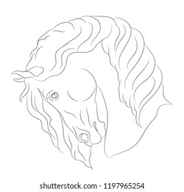 Horse Portrait Lines Drawing Vector White Stock Vector (Royalty Free ...