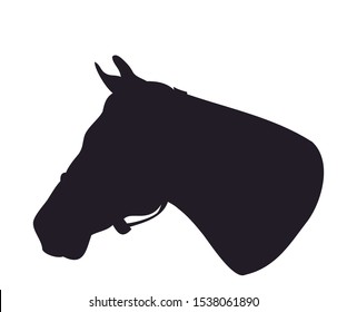 Horse portrait vector illustration, silhouette drawing, vector, white background