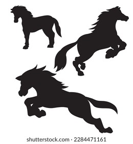 Horse pose silhouette vector template