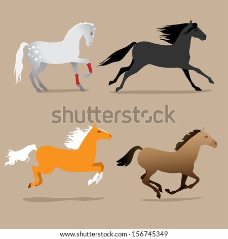 horse poses set