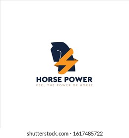 Horse Power: Feel the Horse Power. Horse head with lightning.