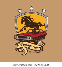 horse power old car vector illustration