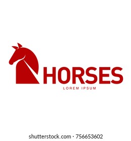 Horse profile graphic logo template, vector illustration on white background. Stylish horse head and body outline for stable, farm, race logo design