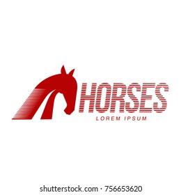 Horse profile graphic logo template, vector illustration on white background. Stylish horse head and body outline for stable, farm, race logo design