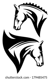 Horse profile head design - black and white outline