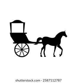 Horse pulling a carriage icon flat design