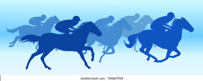 Horse race in Blue background