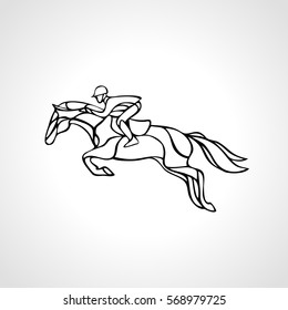 Horse race. Equestrian sport. Silhouette of racing with jockey