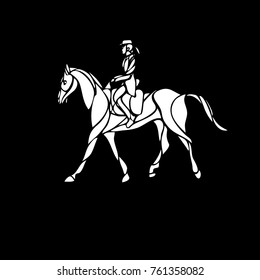 Horse race. Equestrian sport. Silhouette of racing with jockey