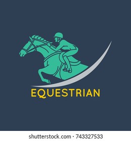 Horse race. Equestrian sport vector logo icon illustration