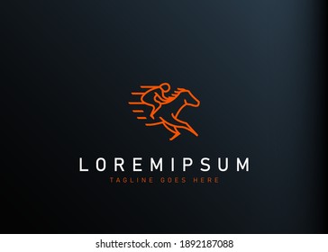 horse race logo design. Vector illustration of horse race competition. Modern design line logo template