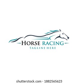 Horse race logo vector with speed effect