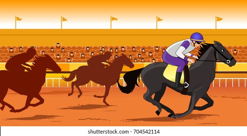 Carrera de caballos en un hipódromo