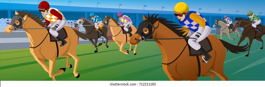 Horse Race In A Racecourse