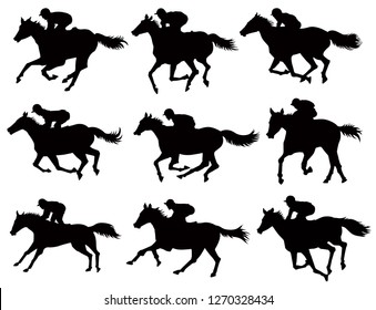 Horse Race Silhouettes Set 