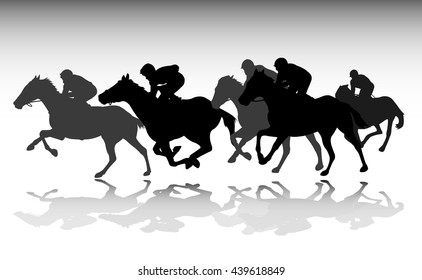 horse race silhouettes - vector