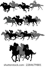 horse race silhouettes - vector artwork
