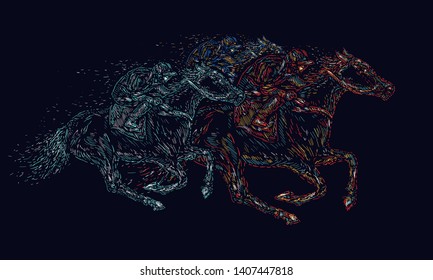Horse racing. Art sports background