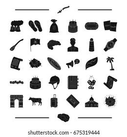 horse racing, dessert, travel and other web icon in black style.food, architecture icons in set collection.