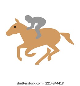 Horse racing emoji flat icon isolated on white background