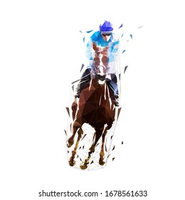 Horse racing, equestrian. Isolated low poly vector illustration