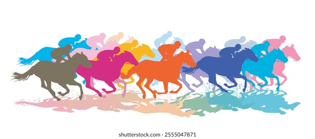 Horse racing gallop race. illustration