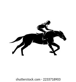 Horse racing, Horses with jockeys, vector graphics. isolated on white background