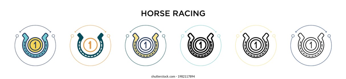 Horse racing icon in filled, thin line, outline and stroke style. Vector illustration of two colored and black horse racing vector icons designs can be used for mobile, ui, web