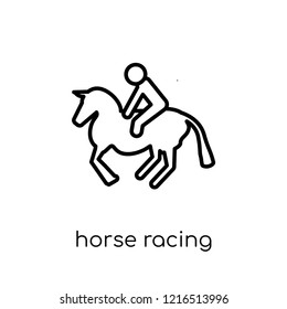 horse racing icon. Trendy modern flat linear vector horse racing icon on white background from thin line sport collection, editable outline stroke vector illustration