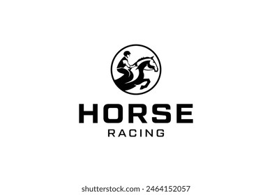 Horse Racing Illustration Logo Design. Horce Racing Vector.