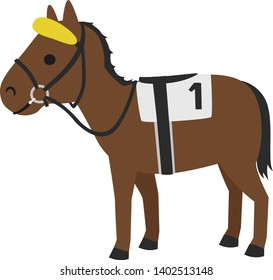 Horse racing illustration. This is a racehorse with a horse gear. A browband is a harness that blocks the upper view. svg