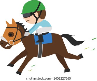 Horse racing illustration. Thoroughbred & jockey. Horse racing is an equestrian performance sport.