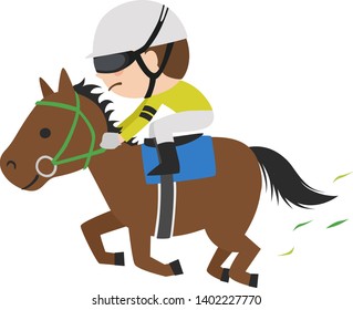 Horse racing illustration.Thoroughbred & jockey.Horse racing is an equestrian performance sport.