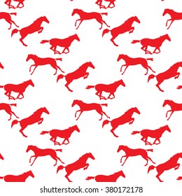 Horse racing image for background, banners, flyers. Vector seamless pattern with horses. Red horse seamless pattern on isolated background. Background with Equine sports theme
