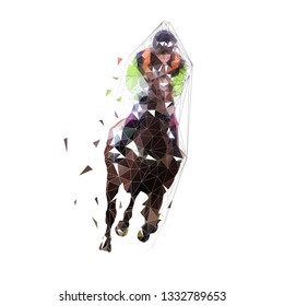 Horse racing, isolated vector low polygonal illustration