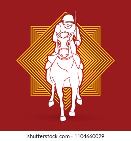 Horse racing ,Horse with jockey designed on line square background graphic vector.
