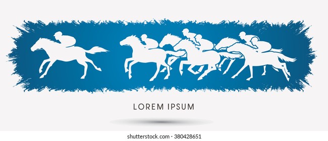 Horse racing ,Horse with jockey, designed on grunge frame background graphic vector.