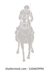 Horse racing ,Horse with jockey designed using dots pixels graphic vector.