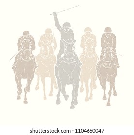 Horse racing ,Horse with jockey designed using dots pixels graphic vector.