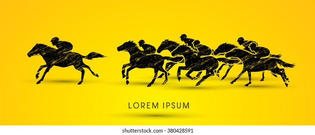 Horse racing ,Horse with jockey, designed using grunge brush graphic vector.
